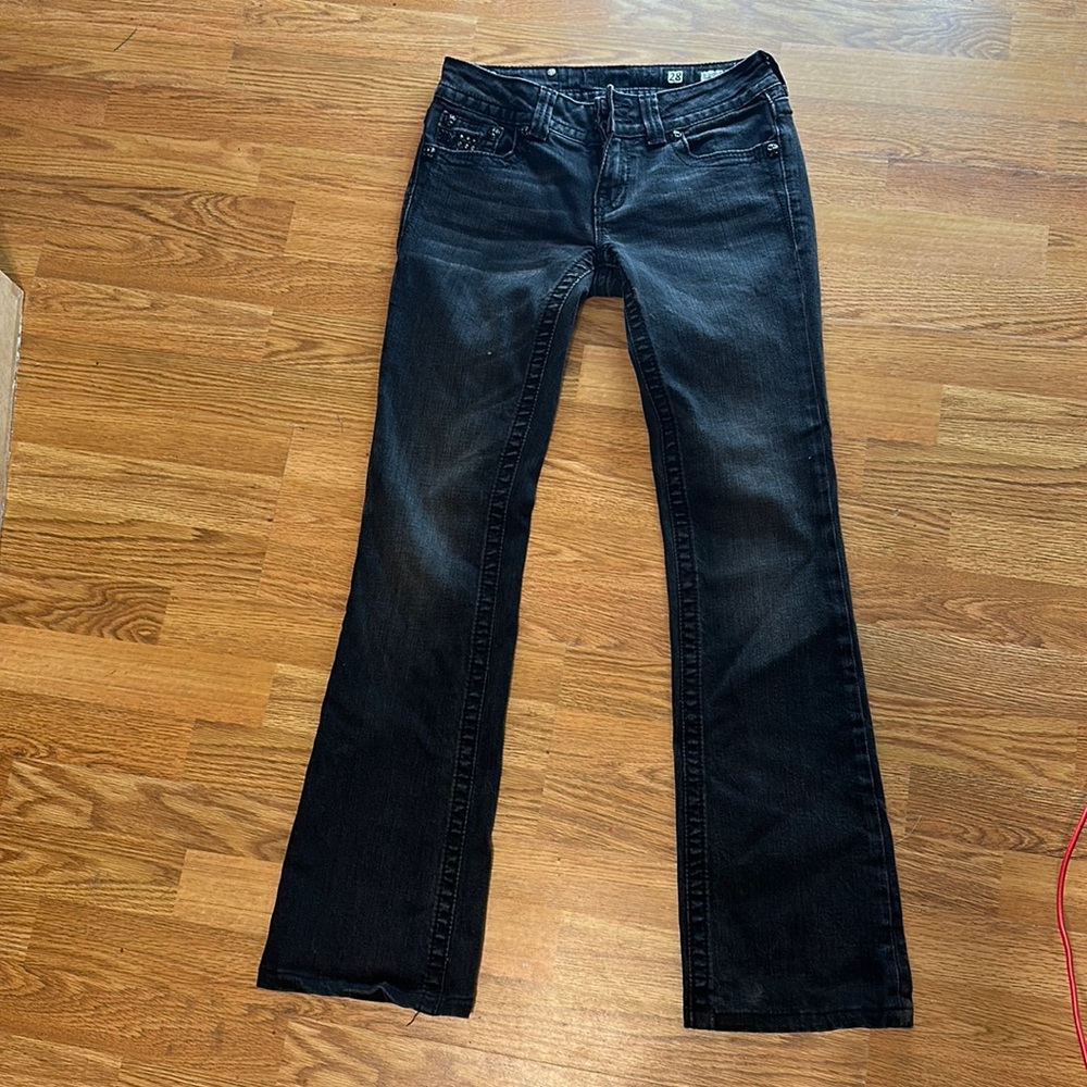 Black miss me bootcut jeans with beading